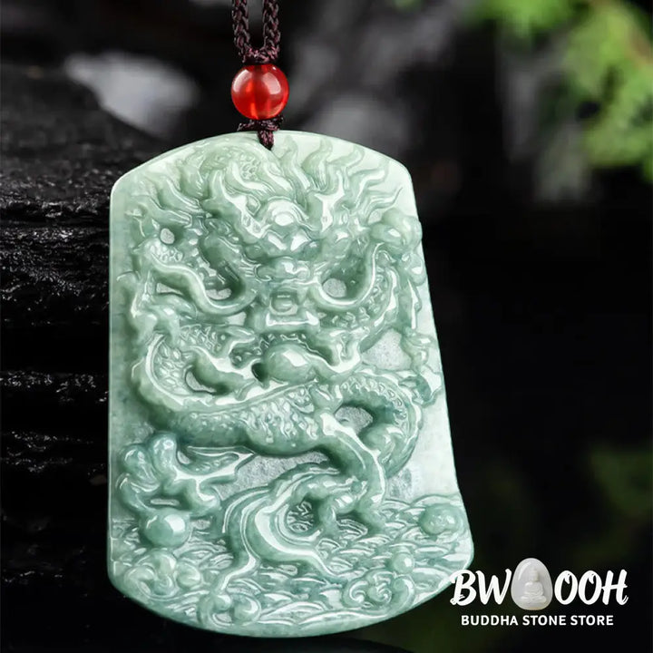 Buddha Stones Natural Jade Chinese Zodiac Dragon Sea Luck String Necklace Pendant - BWOOOH - Jade(Prosperity♥Abundance)