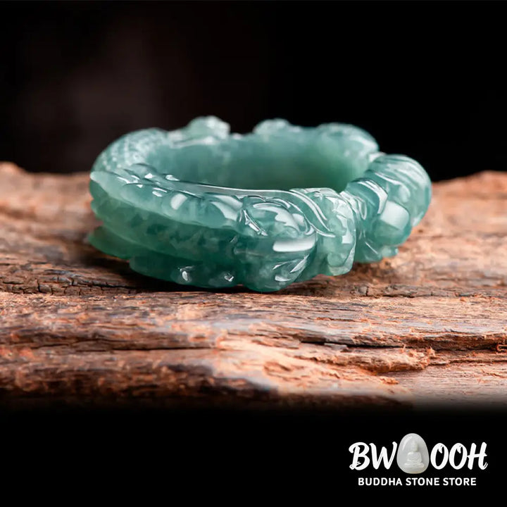 Buddha Stones Natural Jade Dragon Success Ring - BWOOOH - Ring
