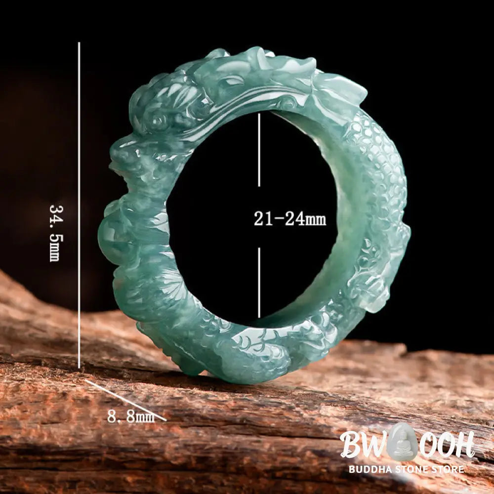 Buddha Stones Natural Jade Dragon Success Ring - BWOOOH - Ring