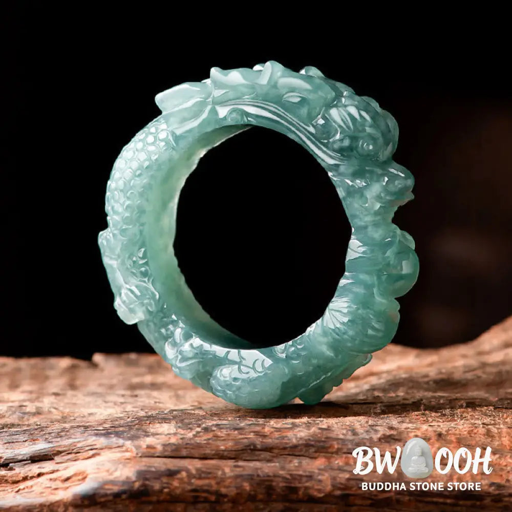 Buddha Stones Natural Jade Dragon Success Ring - BWOOOH - Ring