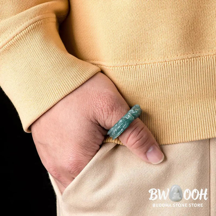 Buddha Stones Natural Jade Dragon Success Ring - BWOOOH - Ring