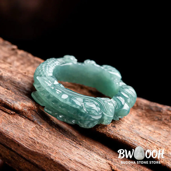 Buddha Stones Natural Jade Dragon Success Ring - BWOOOH - Ring