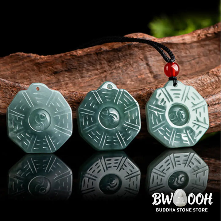 Buddha Stones Natural Jade FengShui Bagua Yin Yang Prosperity Necklace Pendant - BWOOOH - Jade(Prosperity♥Abundance)