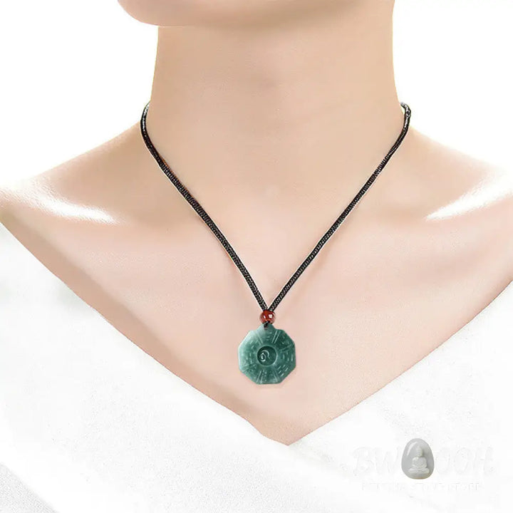 Buddha Stones Natural Jade FengShui Bagua Yin Yang Prosperity Necklace Pendant - BWOOOH - Jade(Prosperity♥Abundance)