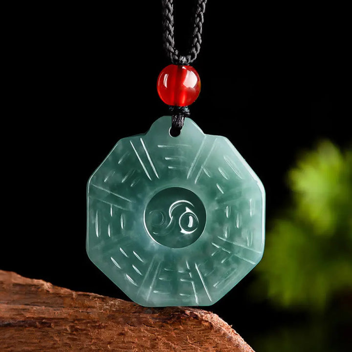 BWOOOH natural jade fengshui bagua yin yang prosperity necklace pendant eight trigrams spiritual feng shui jewelry
