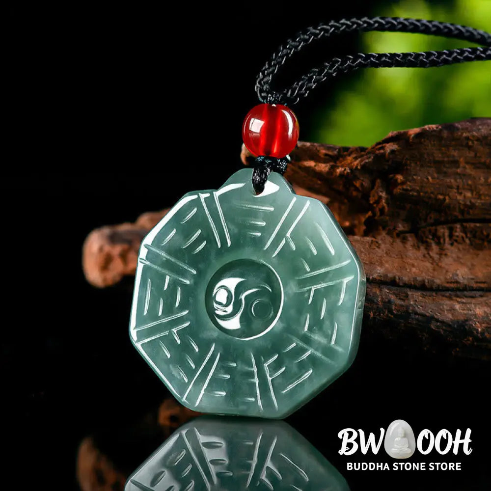 Buddha Stones Natural Jade FengShui Bagua Yin Yang Prosperity Necklace Pendant - BWOOOH - Jade(Prosperity♥Abundance)