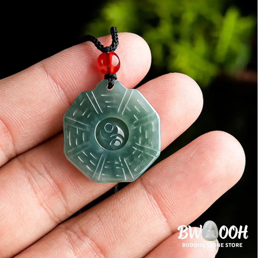 Buddha Stones Natural Jade FengShui Bagua Yin Yang Prosperity Necklace Pendant - BWOOOH - Jade(Prosperity♥Abundance)