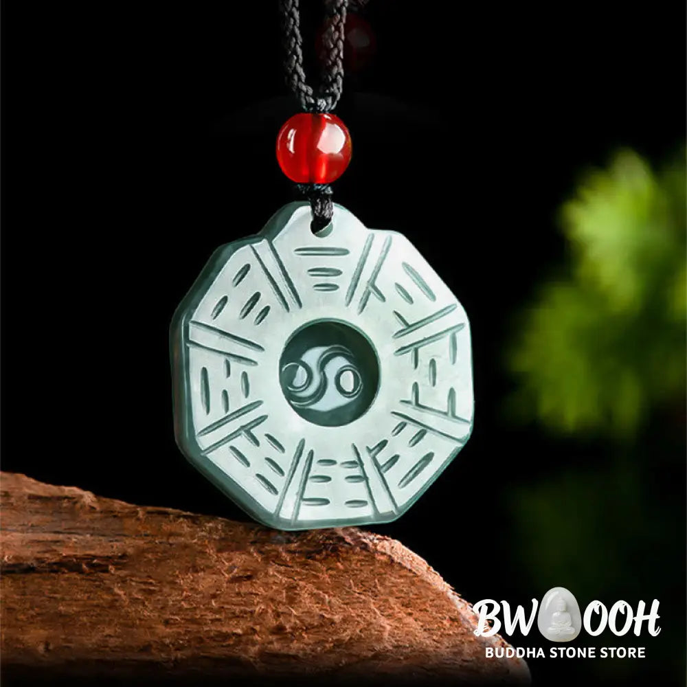 Buddha Stones Natural Jade FengShui Bagua Yin Yang Prosperity Necklace Pendant - BWOOOH - Jade(Prosperity♥Abundance)