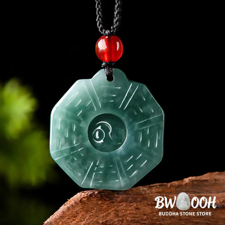 Buddha Stones Natural Jade FengShui Bagua Yin Yang Prosperity Necklace Pendant - BWOOOH - Jade(Prosperity♥Abundance)