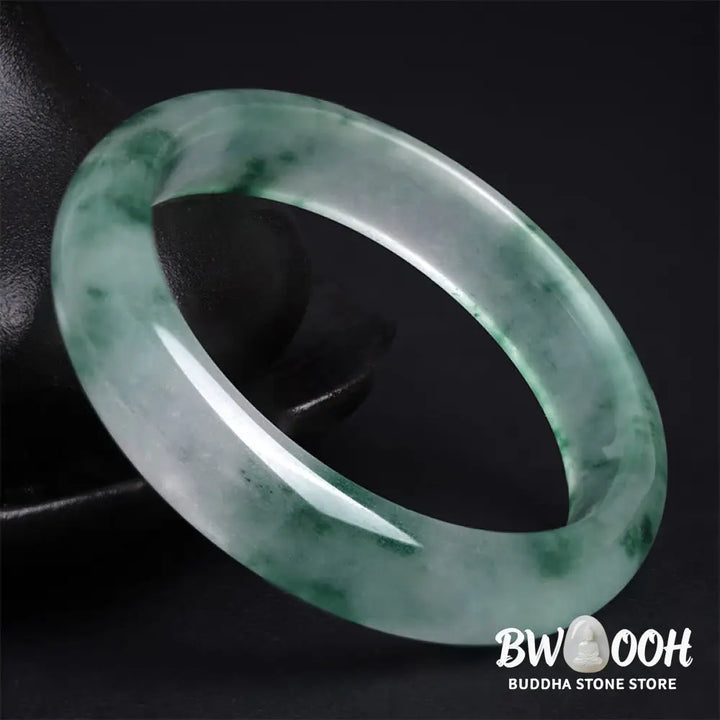 Buddha Stones Natural Jade Floating Flower Luck Bracelet Bangle - BWOOOH - Bracelet Bangle