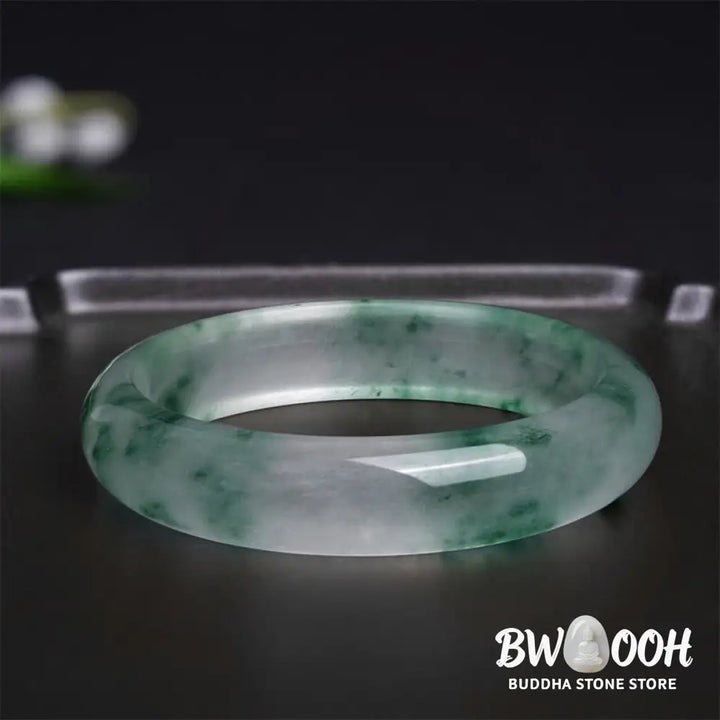 Buddha Stones Natural Jade Floating Flower Luck Bracelet Bangle - BWOOOH - Bracelet Bangle