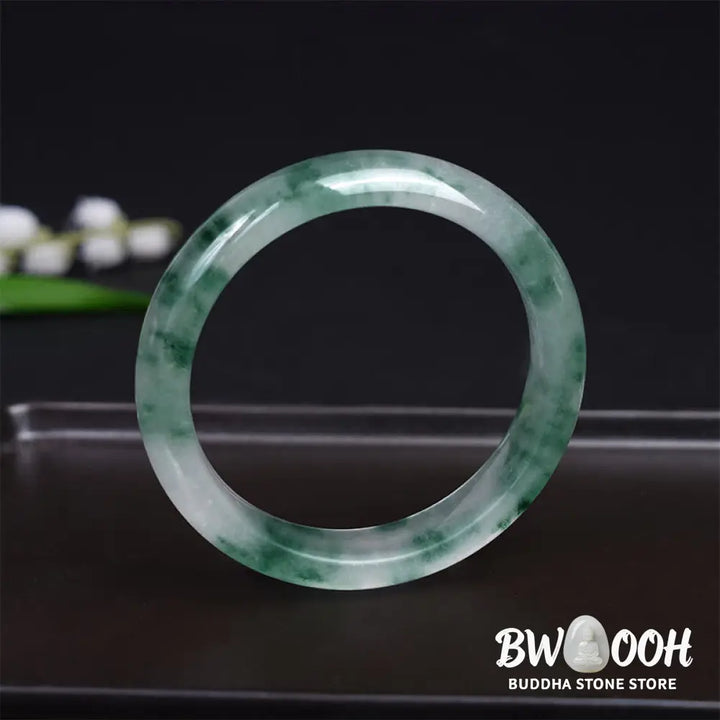 Buddha Stones Natural Jade Floating Flower Luck Bracelet Bangle - BWOOOH - Bracelet Bangle