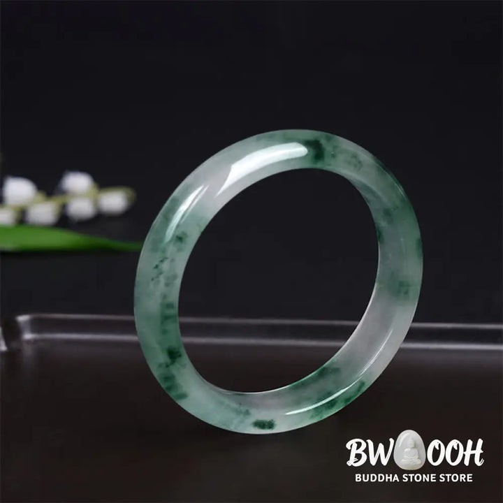 Buddha Stones Natural Jade Floating Flower Luck Bracelet Bangle - BWOOOH - Bracelet Bangle