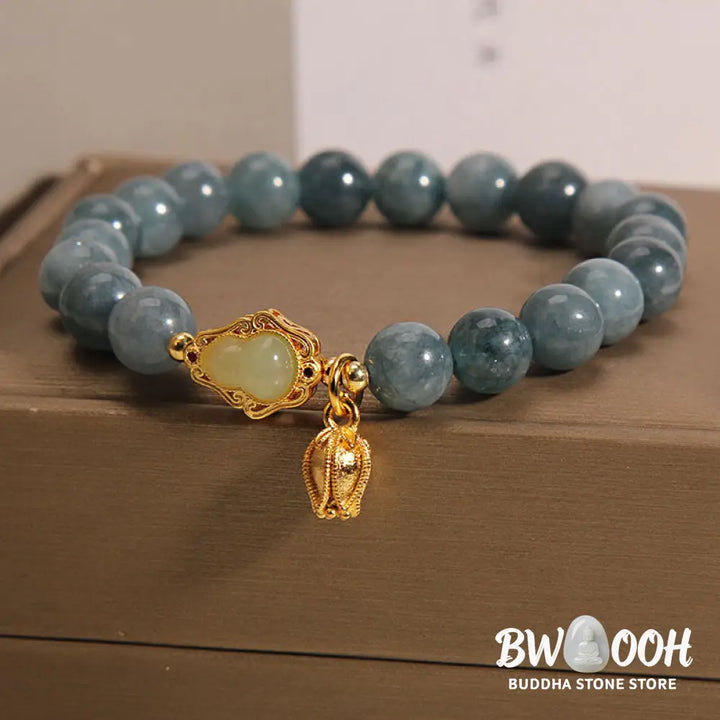 Buddha Stones Natural Jade Gourd Tulip Charm Luck Bracelet - BWOOOH - Jade(Prosperity♥Abundance)(Wrist Circumference