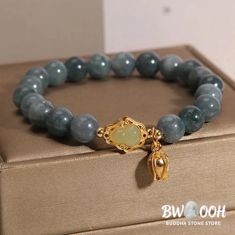 Buddha Stones Natural Jade Gourd Tulip Charm Luck Bracelet - BWOOOH - Jade(Prosperity♥Abundance)(Wrist Circumference