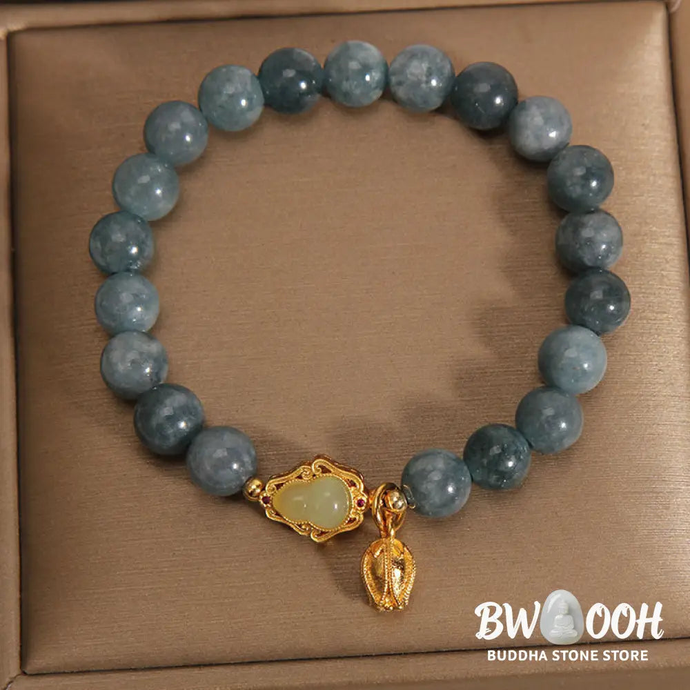 Buddha Stones Natural Jade Gourd Tulip Charm Luck Bracelet - BWOOOH - Jade(Prosperity♥Abundance)(Wrist Circumference