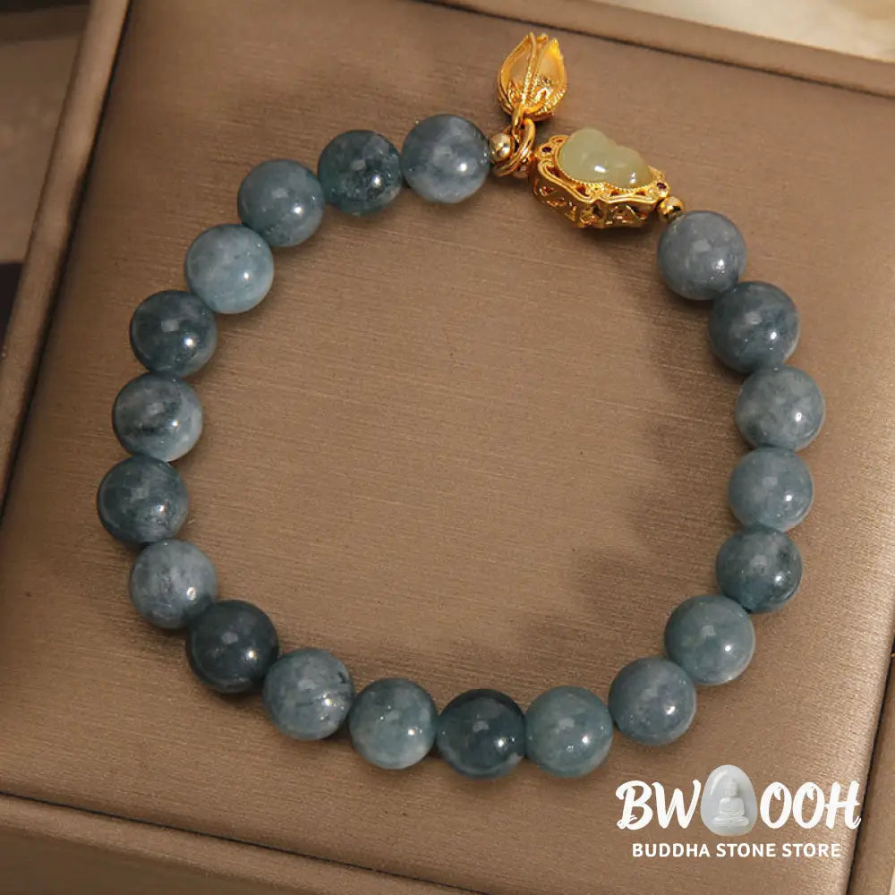 Buddha Stones Natural Jade Gourd Tulip Charm Luck Bracelet - BWOOOH - Jade(Prosperity♥Abundance)(Wrist Circumference