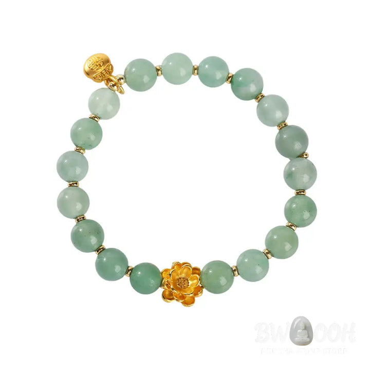 Buddha Stones Natural Jade Green Aventurine Gourd Fu Character Luck Bracelet - Bracelet