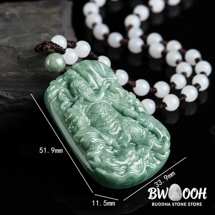 Buddha Stones Natural Jade Guan Gong Amulet Wealth Necklace Pendant - BWOOOH - Guan Gong (Justice ♥ Wealth) - Necklaces