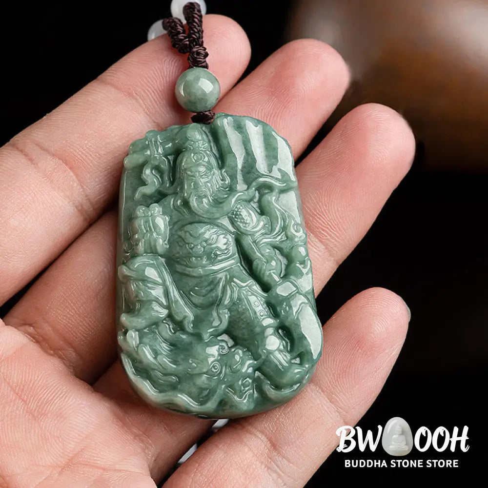 Buddha Stones Natural Jade Guan Gong Amulet Wealth Necklace Pendant - BWOOOH - Guan Gong (Justice ♥ Wealth) - Necklaces