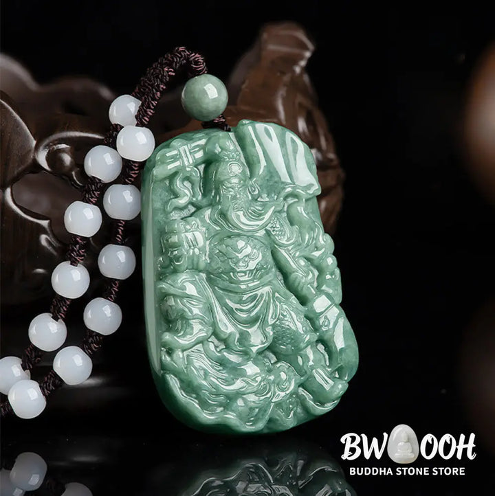 Buddha Stones Natural Jade Guan Gong Amulet Wealth Necklace Pendant - BWOOOH - Guan Gong (Justice ♥ Wealth) - Necklaces