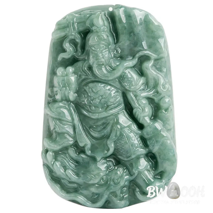 Buddha Stones Natural Jade Guan Gong Amulet Wealth Necklace Pendant - BWOOOH - Guan Gong (Justice ♥ Wealth) - Necklaces