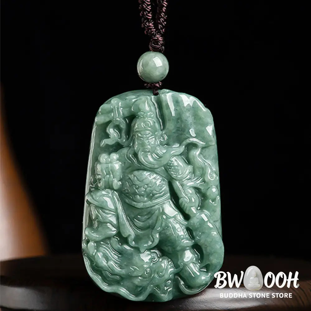 Buddha Stones Natural Jade Guan Gong Amulet Wealth Necklace Pendant - BWOOOH - Guan Gong (Justice ♥ Wealth) - Necklaces