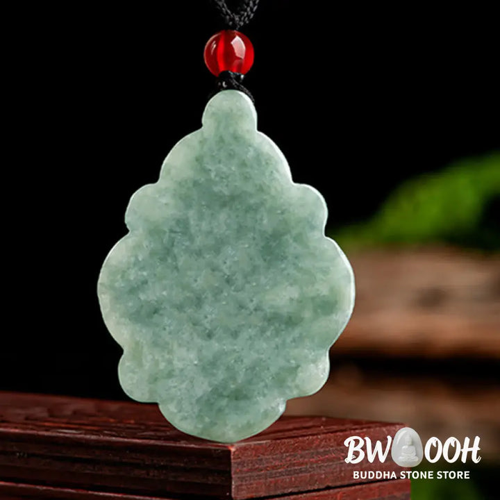 Buddha Stones Natural Jade Kalanchoe blossfeldiana Flower Pattern Luck Necklace Pendant - BWOOOH
