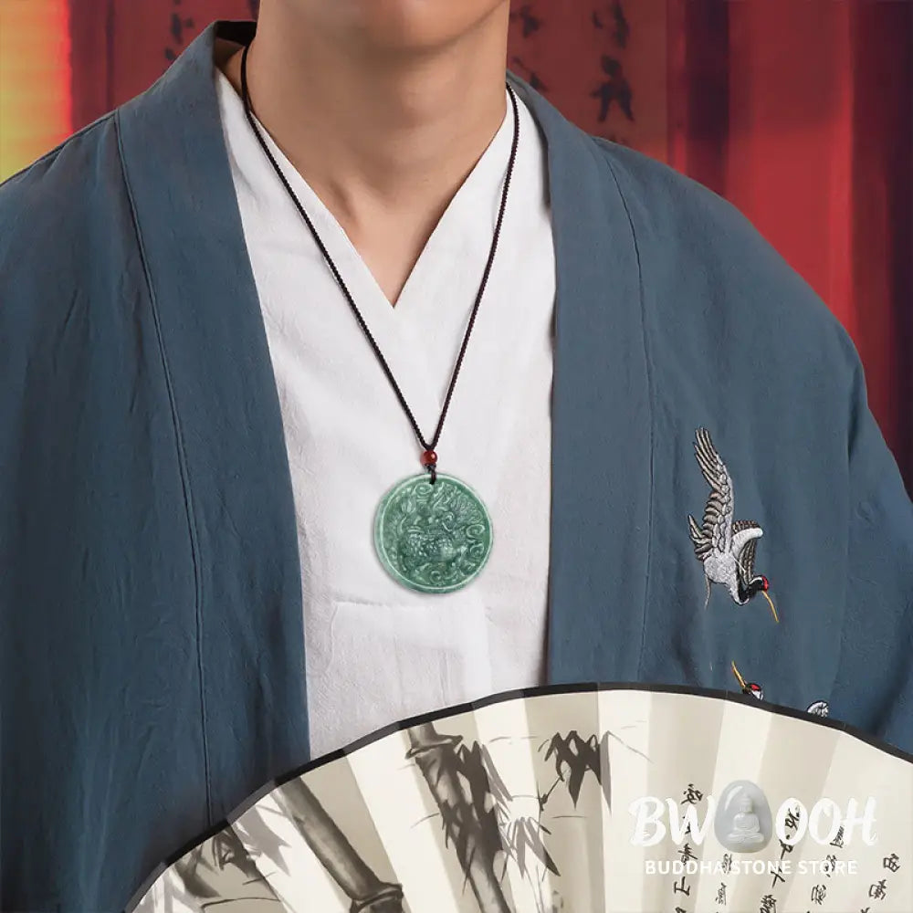 Buddha Stones Natural Jade Kirin Abundance String Necklace Pendant - BWOOOH - Jade(Prosperity♥Abundance) - Necklaces &amp;