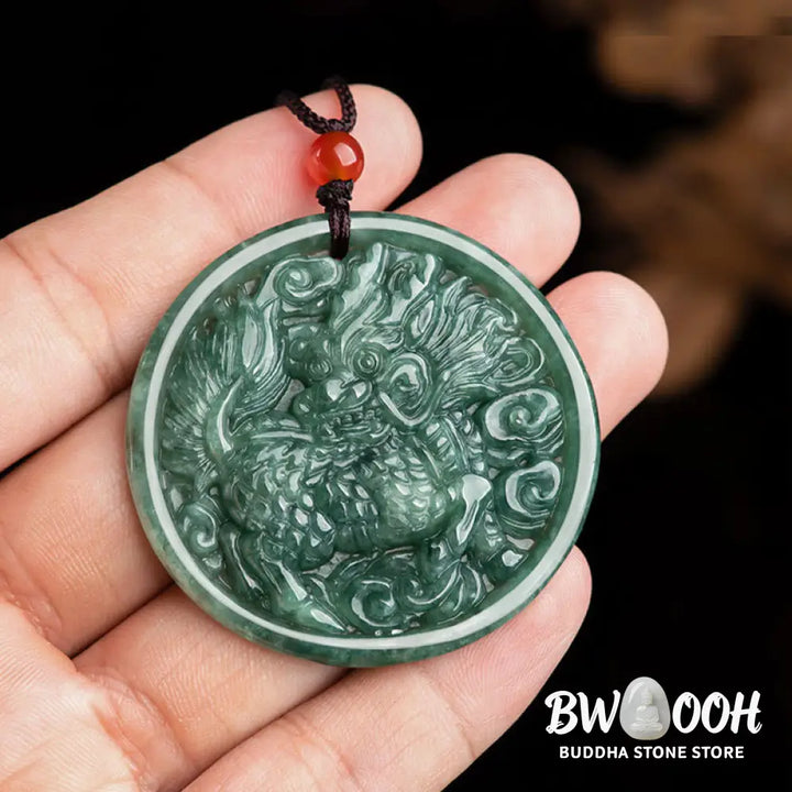 Buddha Stones Natural Jade Kirin Abundance String Necklace Pendant - BWOOOH - Jade(Prosperity♥Abundance) - Necklaces &amp;