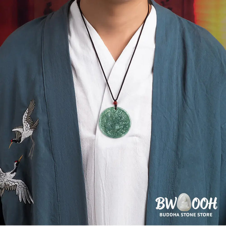 Buddha Stones Natural Jade Kirin Abundance String Necklace Pendant - BWOOOH - Jade(Prosperity♥Abundance) - Necklaces &amp;