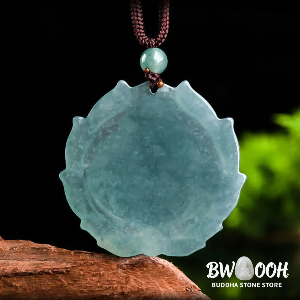 Buddha Stones Natural Jade Laughing Buddha Lotus Pattern Luck Necklace Pendant - BWOOOH - Laughing