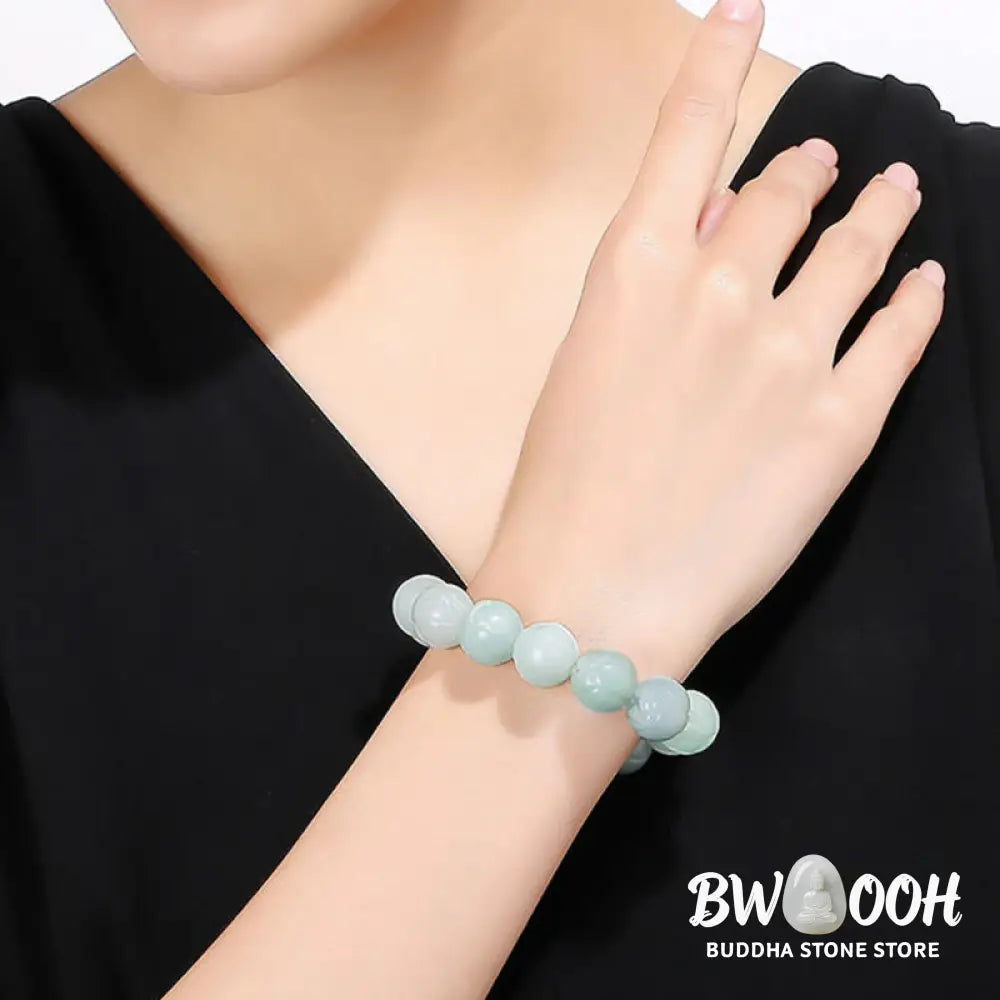 Buddha Stones Natural Jade Lotus Carving Prosperity Bracelet - Bracelet