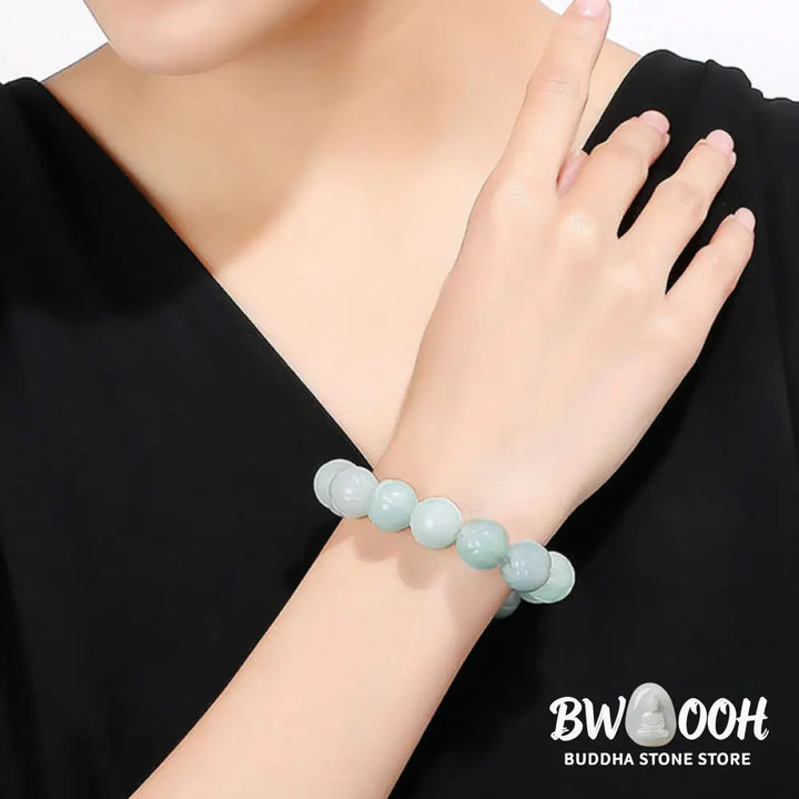 Buddha Stones Natural Jade Lotus Carving Prosperity Bracelet - Bracelet