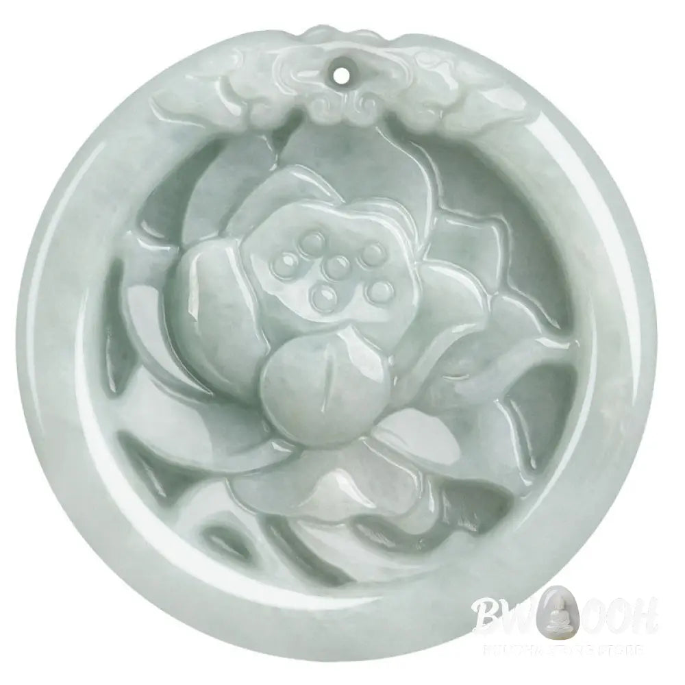 Buddha Stones Natural Jade Lotus Flower Carved Prosperity Necklace Pendant - BWOOOH - Jade(Prosperity♥Abundance)