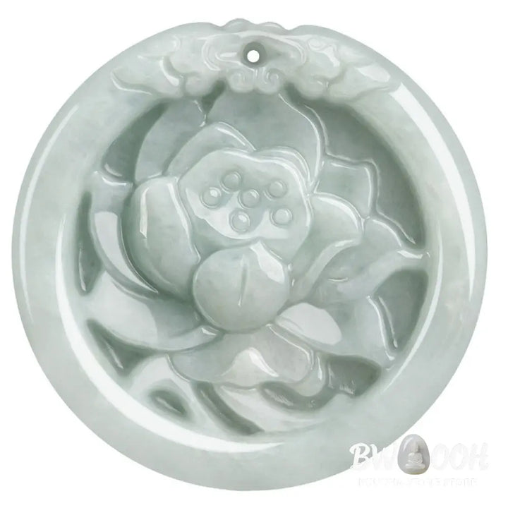 Buddha Stones Natural Jade Lotus Flower Carved Prosperity Necklace Pendant - BWOOOH - Jade(Prosperity♥Abundance)