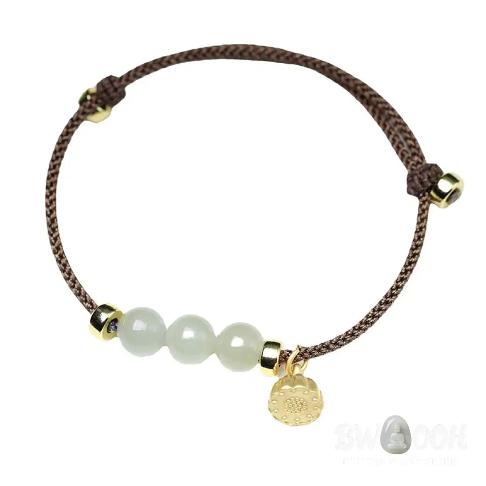 Buddha Stones Natural Jade Lotus Seed Strength Red String Weave Bracelet - Bracelet