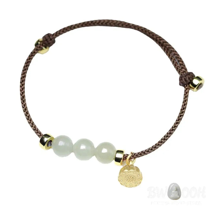 Buddha Stones Natural Jade Lotus Seed Strength Red String Weave Bracelet - Bracelet