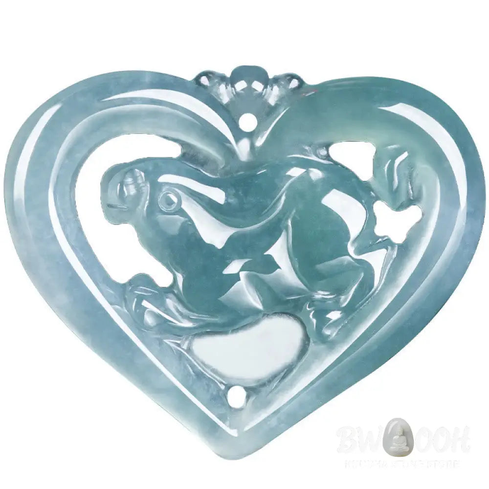 Buddha Stones Natural Jade Love Heart Rabbit Luck Necklace Pendant - BWOOOH - Jade - Necklaces &amp; Pendants