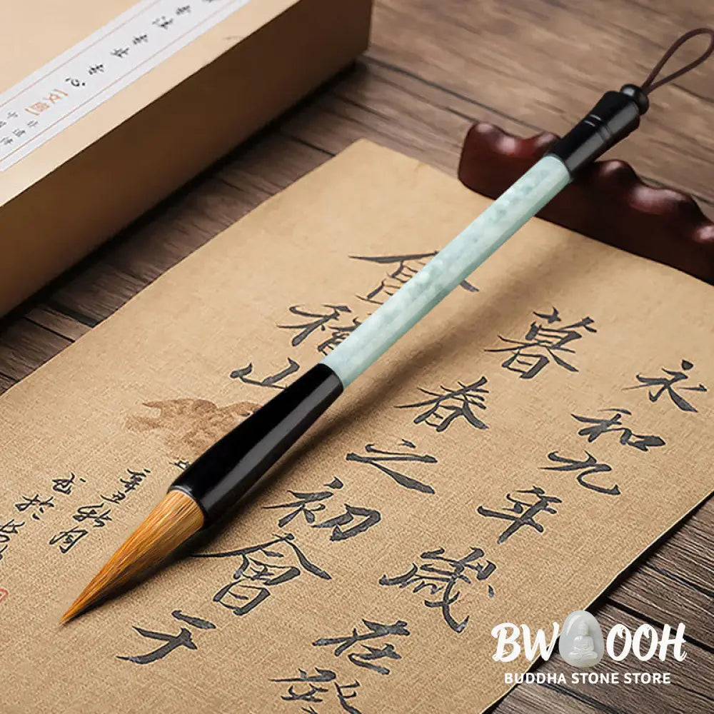 Buddha Stones Natural Jade Luck Chinese Calligraphy Brush Pen Chinese Writing Brush With Gift Box - Chinese Writing