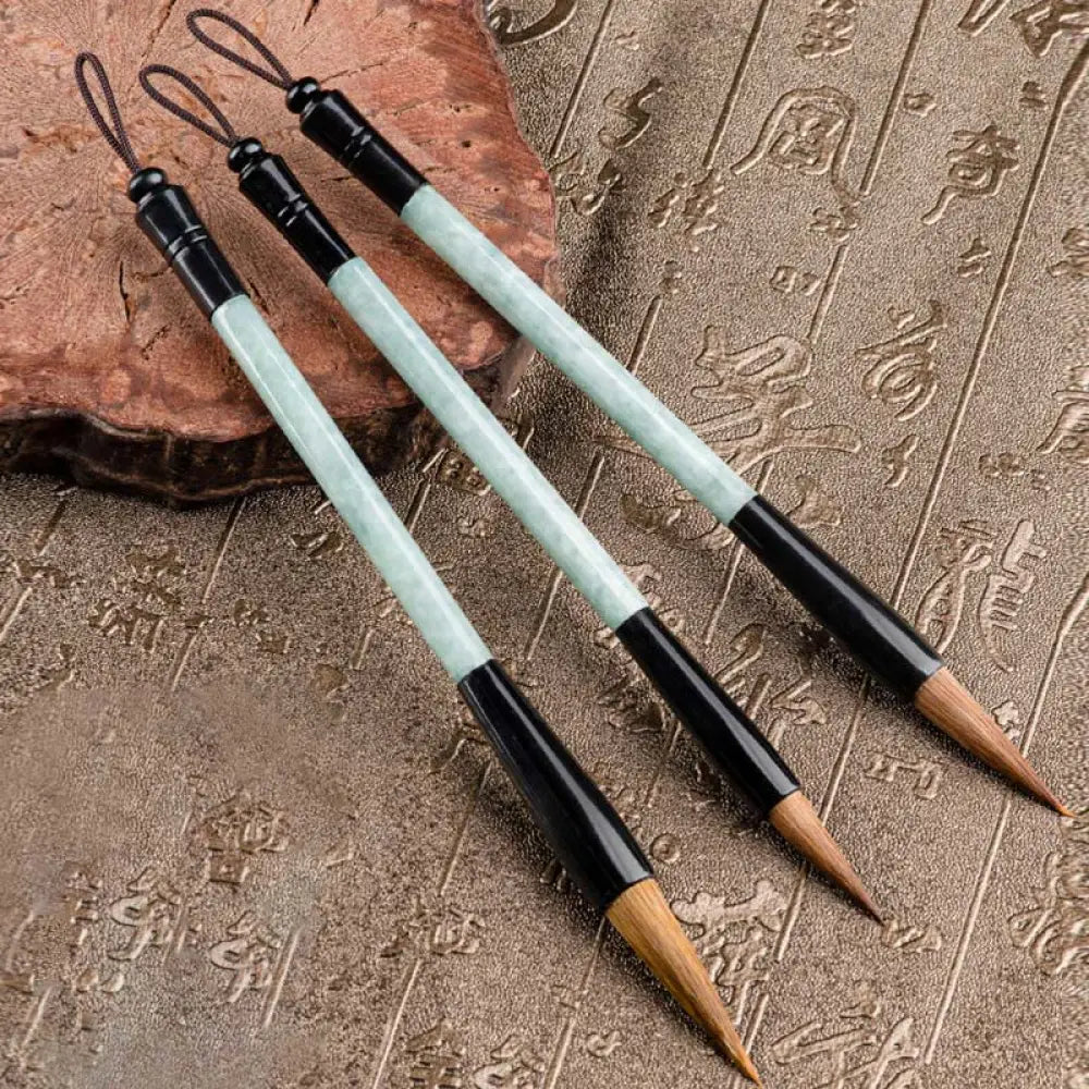 Buddha Stones Natural Jade Luck Chinese Calligraphy Brush Pen Chinese Writing Brush With Gift Box - Chinese Writing