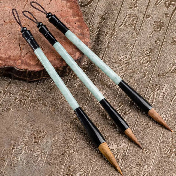 Buddha Stones Natural Jade Luck Chinese Calligraphy Brush Pen Chinese Writing Brush With Gift Box - Chinese Writing