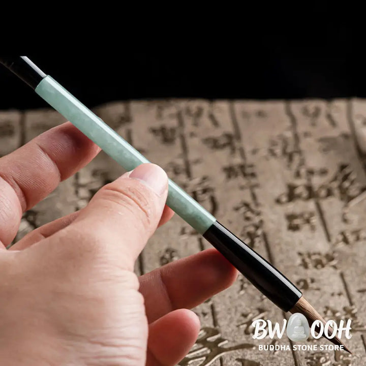 Buddha Stones Natural Jade Luck Chinese Calligraphy Brush Pen Chinese Writing Brush With Gift Box - Chinese Writing