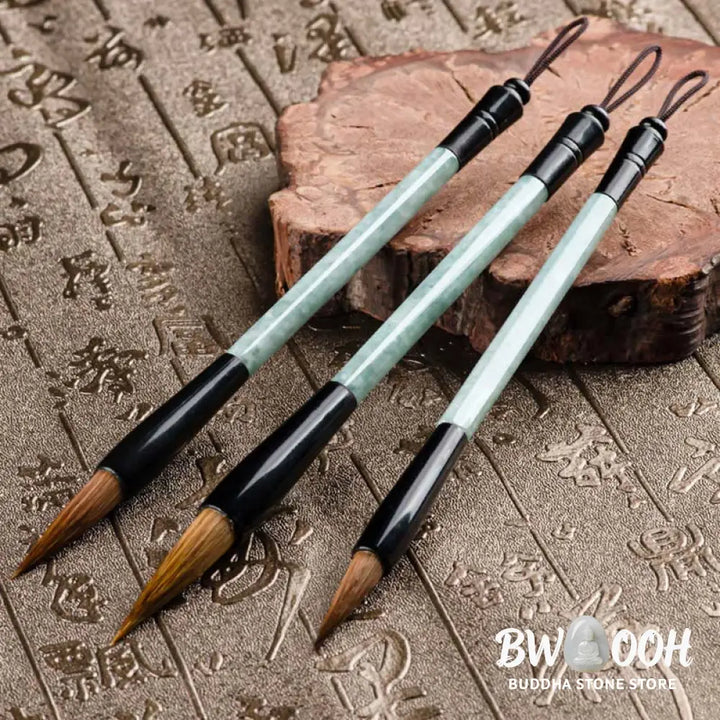 Buddha Stones Natural Jade Luck Chinese Calligraphy Brush Pen Chinese Writing Brush With Gift Box - Chinese Writing