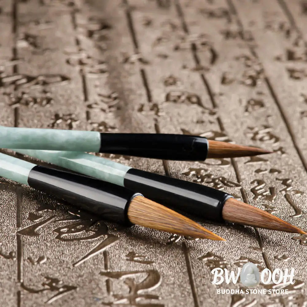 Buddha Stones Natural Jade Luck Chinese Calligraphy Brush Pen Chinese Writing Brush With Gift Box - Chinese Writing