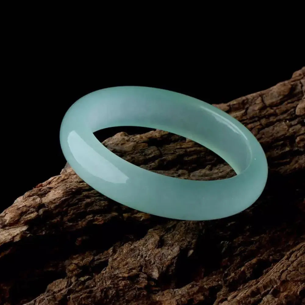 Buddha Stones Natural Jade Luck Healing Prosperity Bangle Bracelet - BWOOOH - LightCyan / 56-58mm - Bracelet Bangle