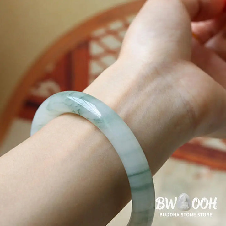 Buddha Stones Natural Jade Luck Prosperity Bangle Bracelet - BWOOOH - Bracelet Bangle