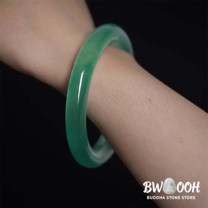 Buddha Stones Natural Jade Luck Prosperity Bracelet Bangle - BWOOOH - 58-60mm - Bracelet Bangle