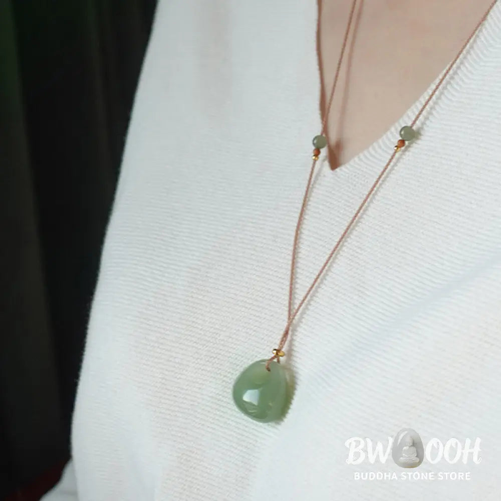 Buddha Stones Natural Jade Luck Prosperity Necklace Pendant (Random Color) - BWOOOH - Jade (Prosperity ♥ Abundance)