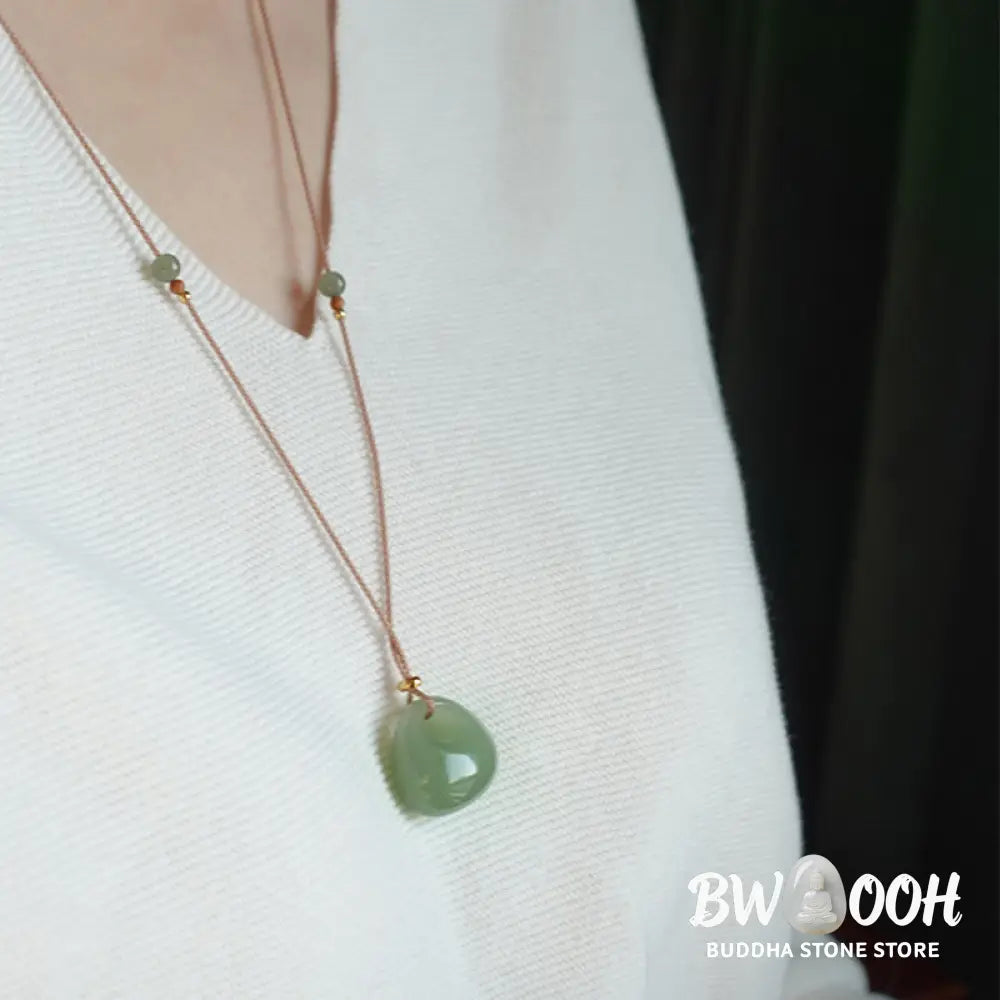 Buddha Stones Natural Jade Luck Prosperity Necklace Pendant (Random Color) - BWOOOH - Jade (Prosperity ♥ Abundance)